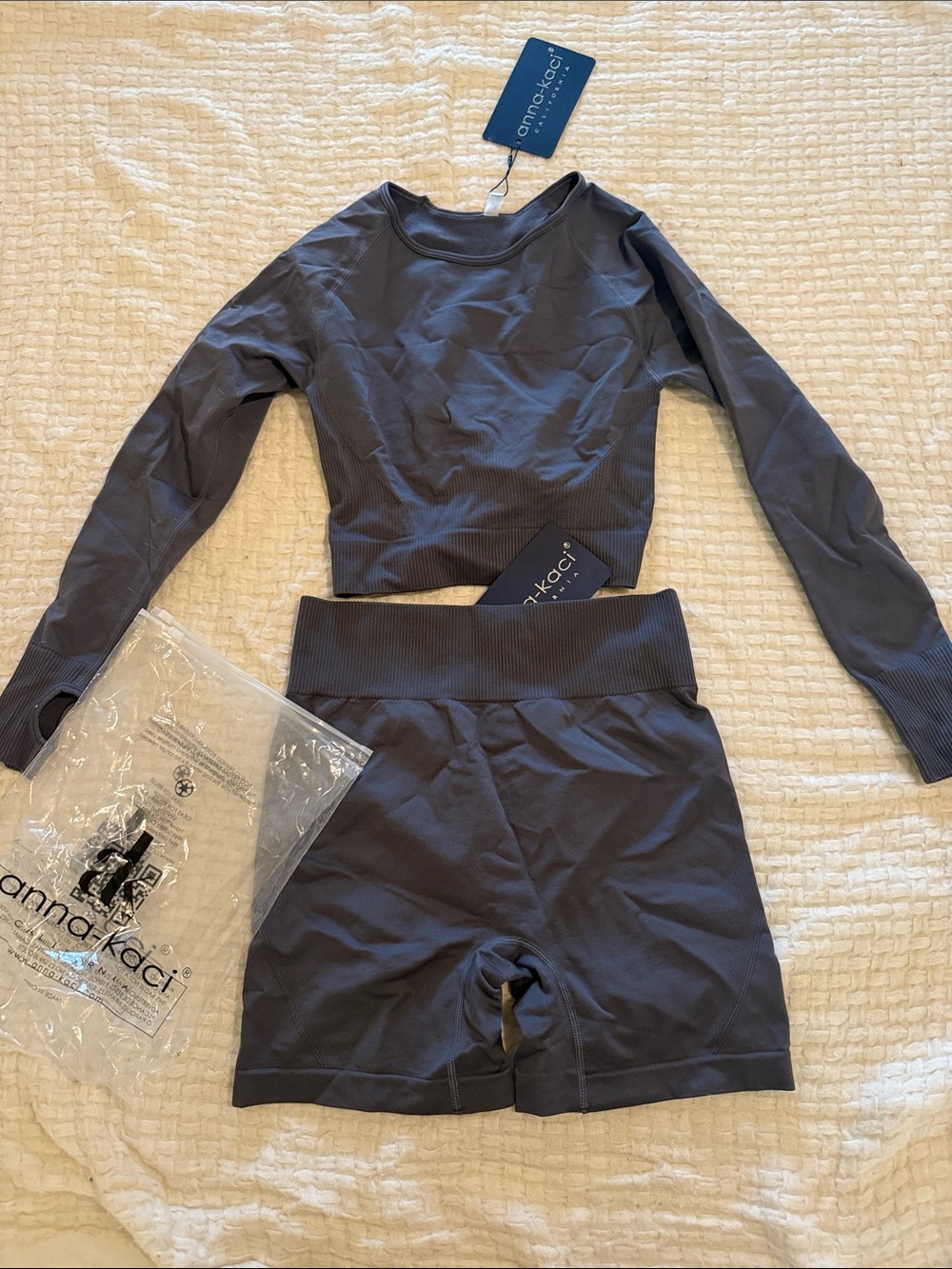 Anna-Kaci Active Matching Set Charcoal Gray NWT